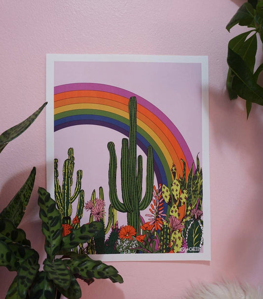Art Print - 11" x 14" Rainbow Cactus